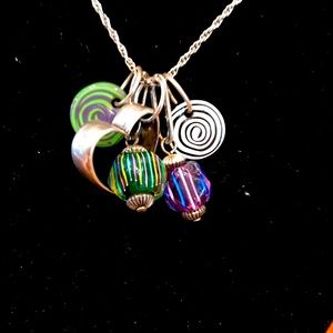 Vintage sterling silver 20 inches with cool heart charm and four bead charms